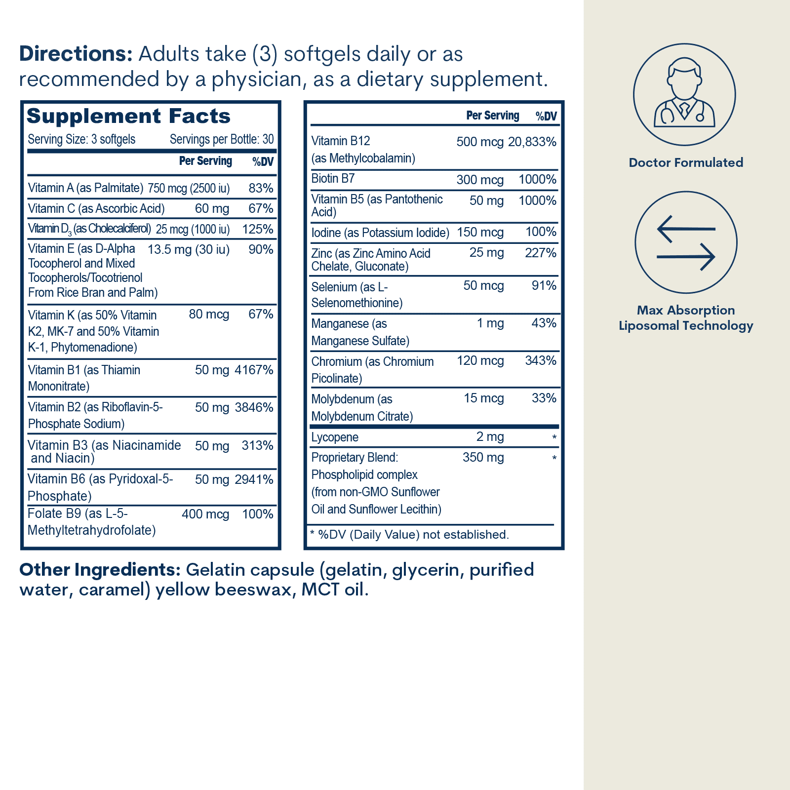 Liposomal Active B-Complex Multivitamin With Minerals
