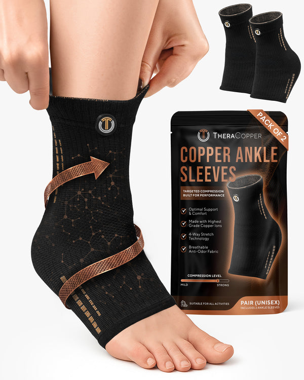 Copper Compression Ankle Brace Sleeves