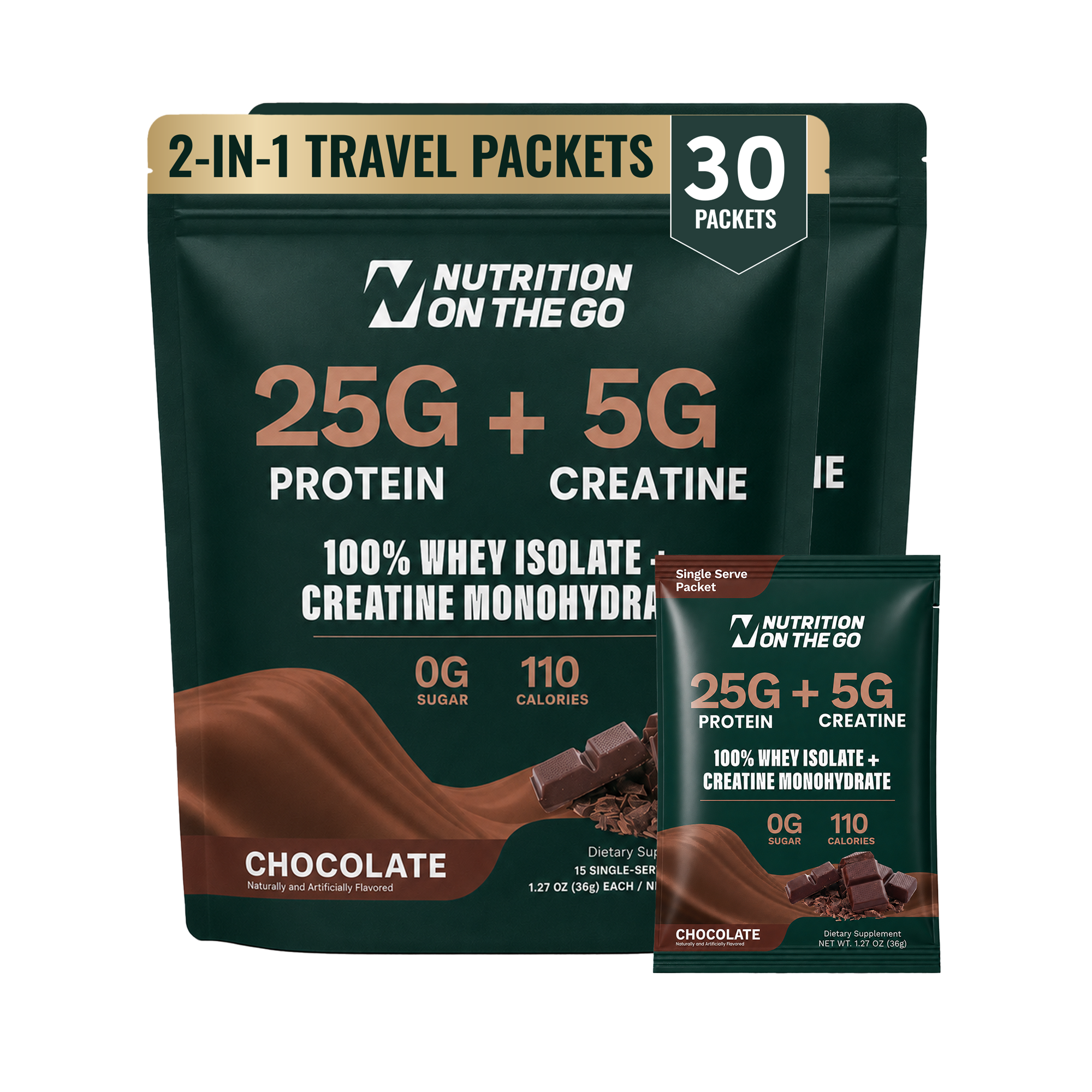 2-in-1 Whey Protein Creatine Travel Packets