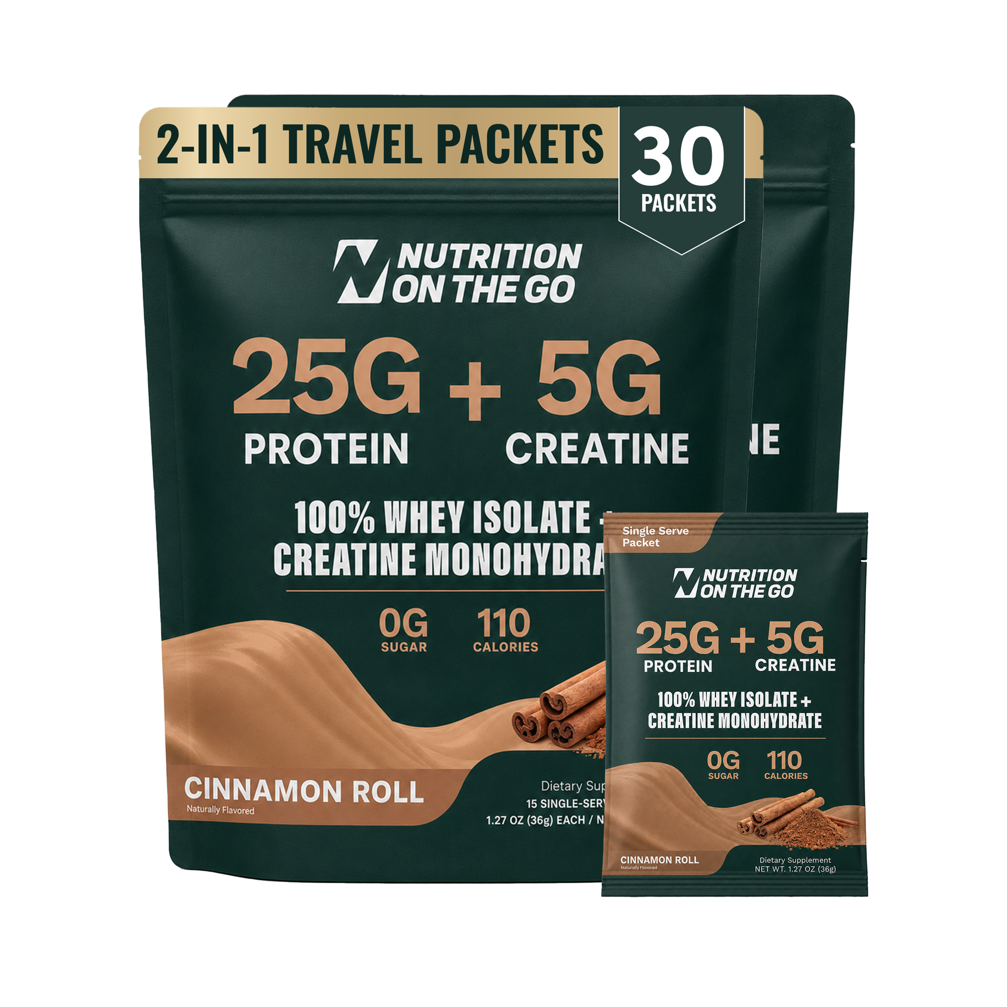 2-in-1 Whey Protein Creatine Travel Packets