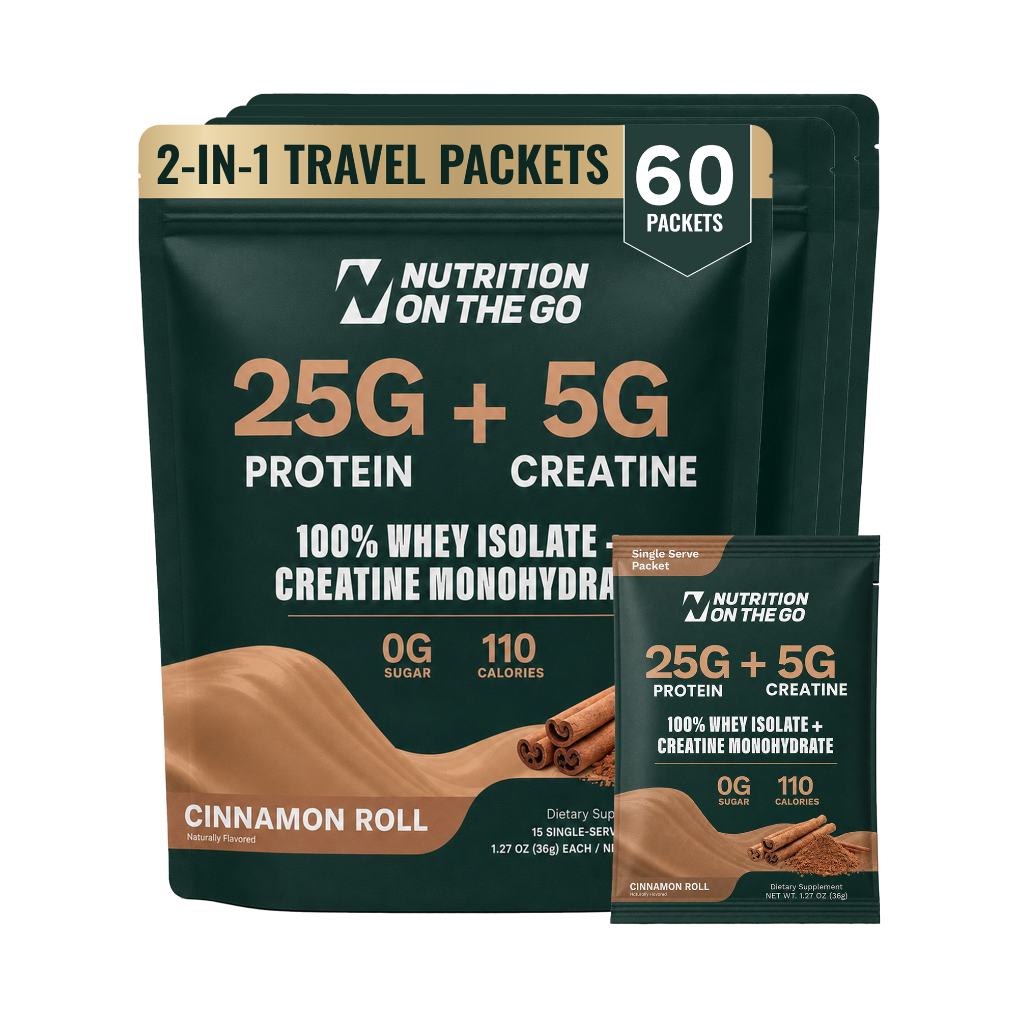 2-in-1 Whey Protein Creatine Travel Packets