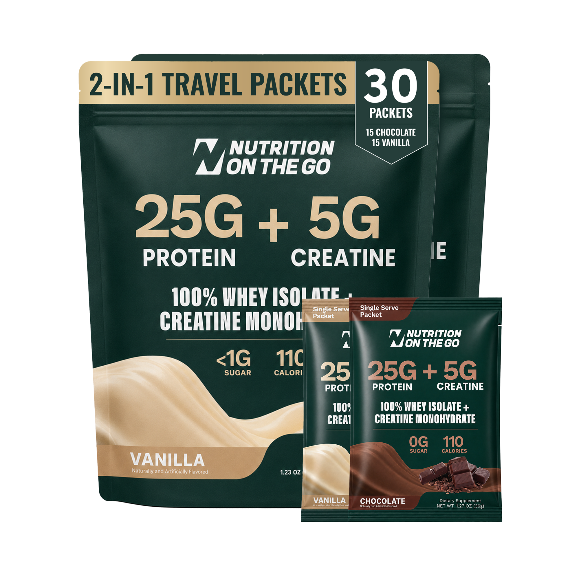 2-in-1 Whey Protein Creatine Travel Packets