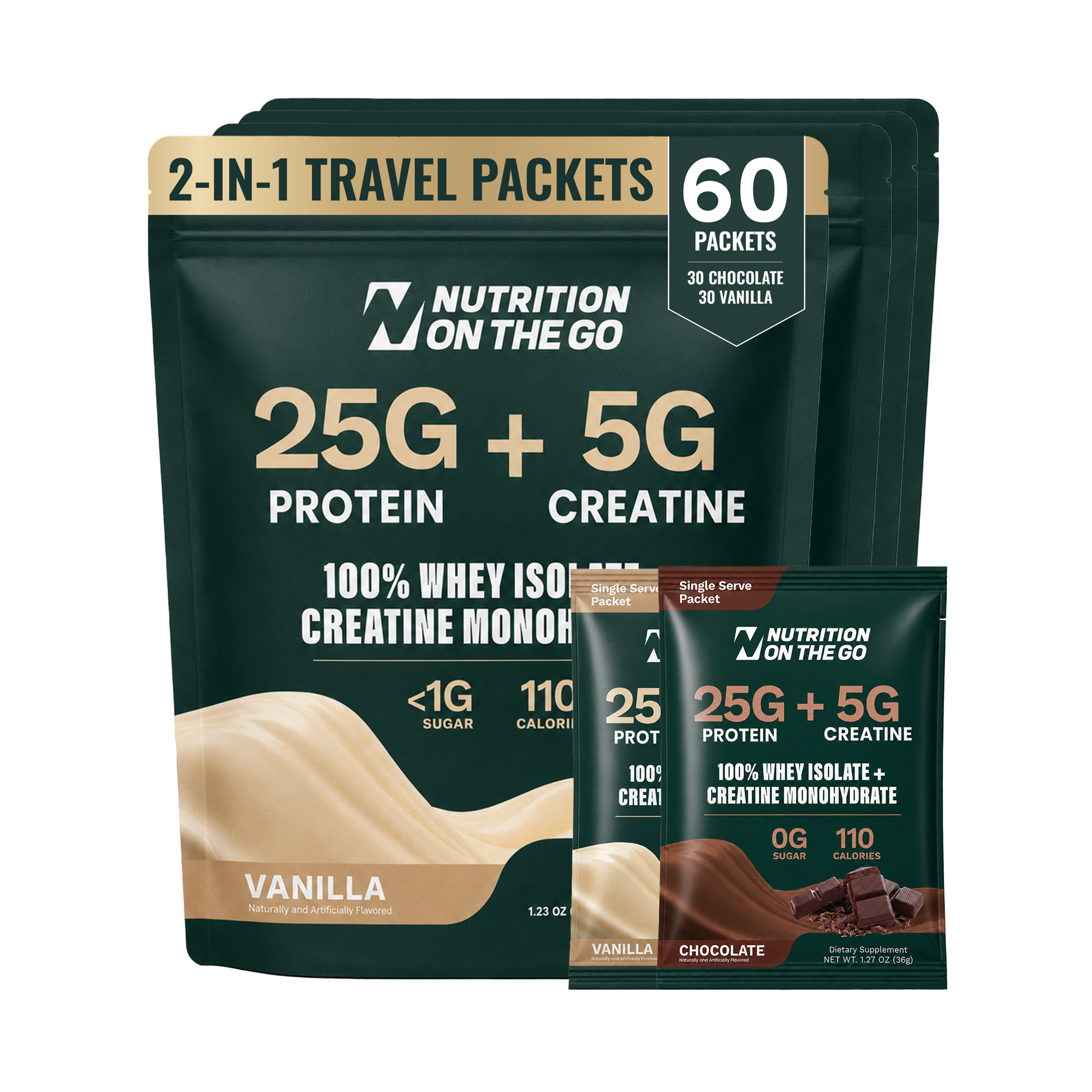 2-in-1 Whey Protein Creatine Travel Packets