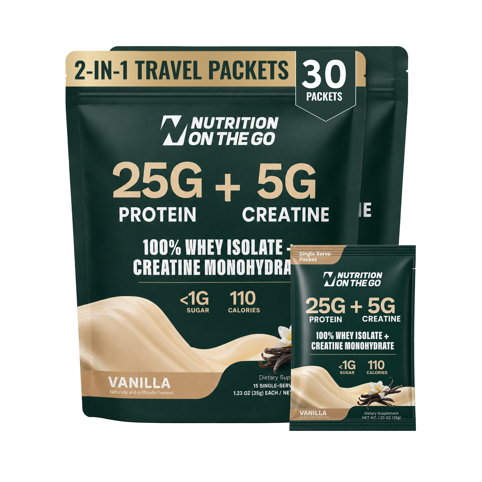 2-in-1 Whey Protein Creatine Travel Packets