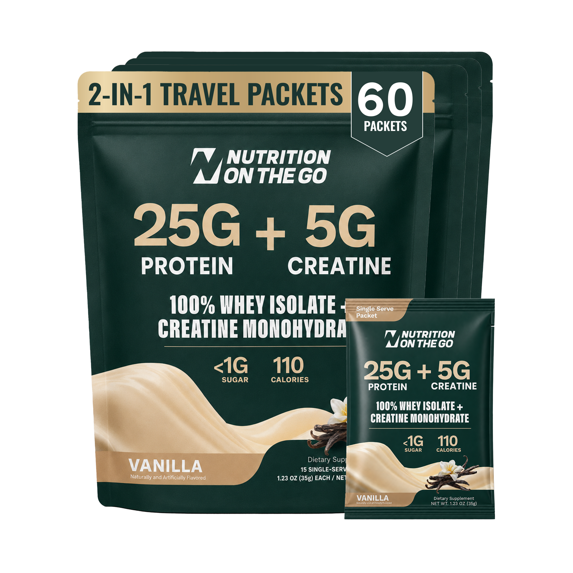 2-in-1 Whey Protein Creatine Travel Packets
