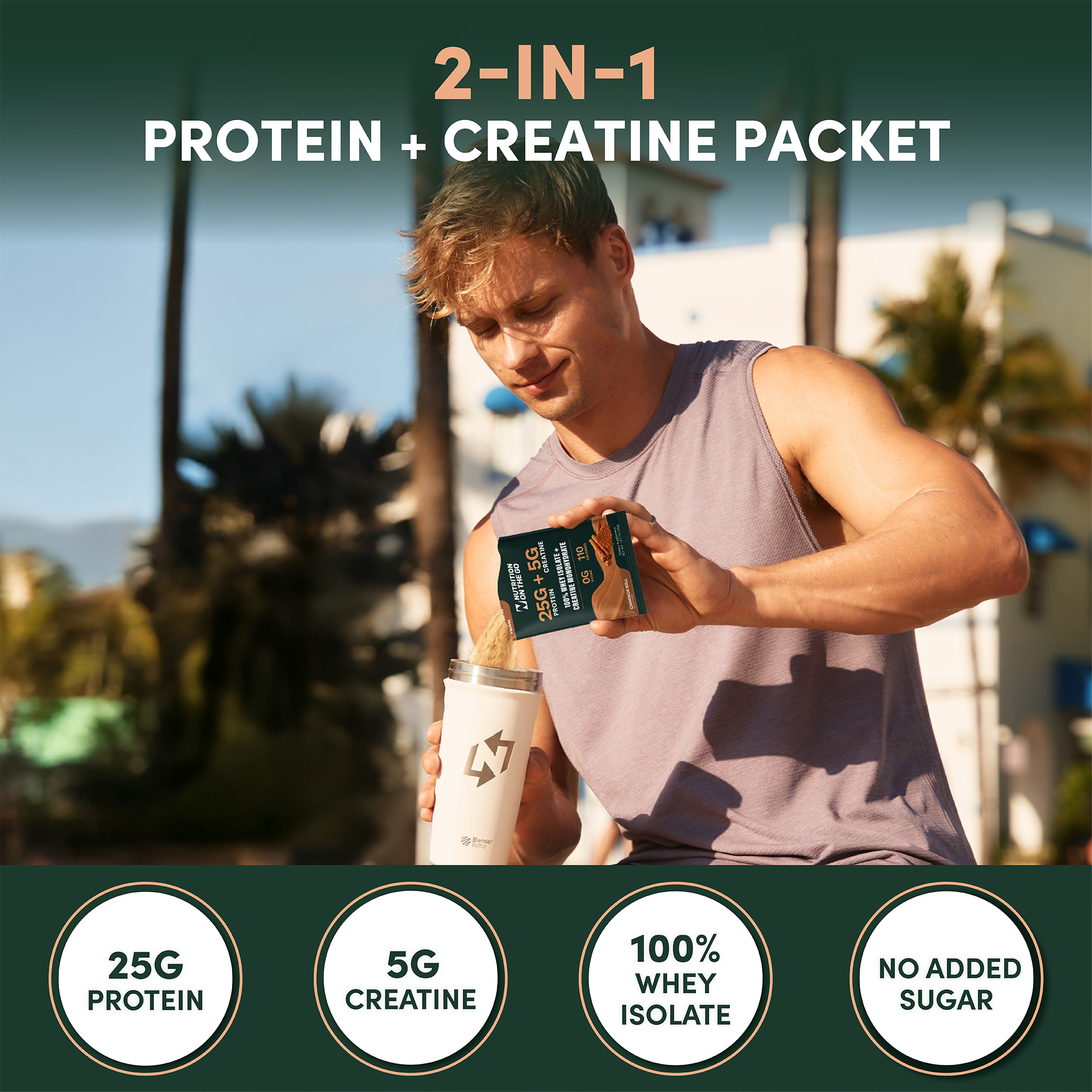 2-in-1 Whey Protein Creatine Travel Packets