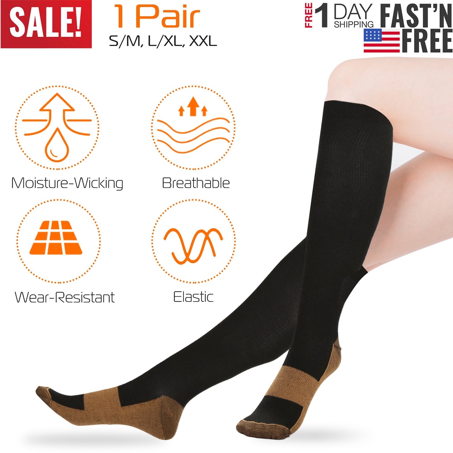 Unisex Copper Compression Support Socks
